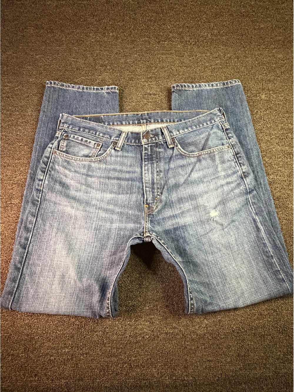 Levi's 505 Men's 34x32 Regular Fit Blue Jeans Distressed
